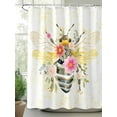 thumbnail image 2 of Bee Flower Shower Curtain, Watercolor Floral Golden Polka Dot Waterproof Shower Curtain Set with 12 Hooks Lightweight Washable Fabric Shower Curtains for Bathroom 60x72 Inches, 2 of 6
