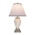 thumbnail image 3 of Aspen Creative 40093-1, 26" High Traditional Ceramic Table Lamp, Ivory with Pewter Finish Base and Hardback Empire Shaped Lamp Shade in Off White, 15" Wide, 3 of 4