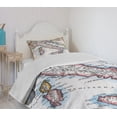 thumbnail image 4 of Ambesonne Wanderlust Quilted Bedspread Set 2 Pcs, Vintage Italy Map Art, Twin Size, Multicolor, 4 of 6