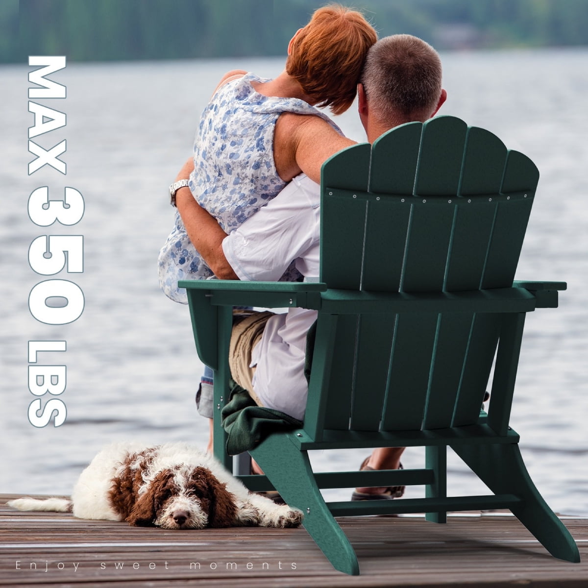 Weather Resistant Recycled Plastic Poly Resin Adirondack Chair, Green