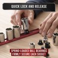 thumbnail image 4 of Precision Defined Aluminum Tool Socket Holder | Red, Single 1/2-Inch x 14 Clips | Heavy Duty Organizer, 4 of 5