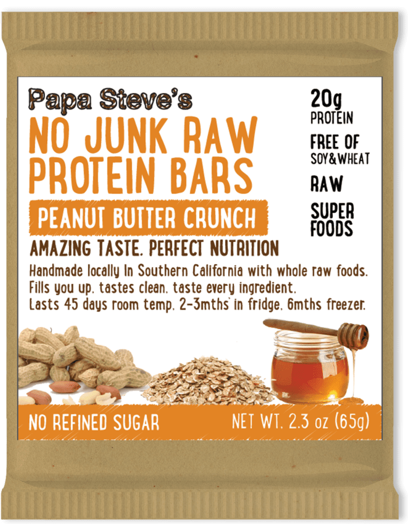 Papa Steve's No Junk Raw Protein Bars, Peanut Butter Honey Crunch, 2.3 Oz, 10 Count