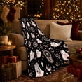 thumbnail image 2 of Cute Ghosts with Moons and Bows and Stars, Whimsical Halloween Style for Halloween Lovers, Pastel Spooky Pattern and Halloween Gift, Cozy Flannel Blanket for Playroom and Bedroom, Home Decor, 2 of 8