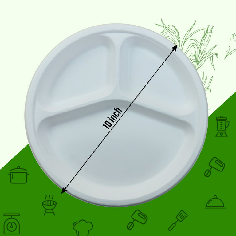 100% Compostable 10 Inch Heavy-Duty Paper Plates [125 Pack] Eco-Friendly  Disposable Sugarcane Plates