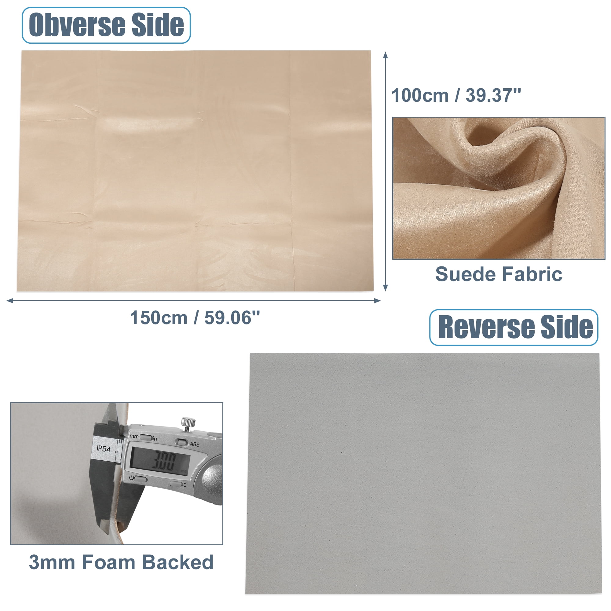 Unique Bargains Suede Headliner Fabric 40"x60" Foam Backed Car Interior Roof Repair Beige