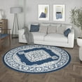 thumbnail image 7 of Madison Traditional 5' Round Navy and Cream Polypropylene Indoor Area Rug, 7 of 7