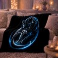 thumbnail image 6 of Magical Black Cat Kitten Under Glowing Blue Crescent, Mystical Pet Portrait Pattern, Warm Flannel Blanket for Living Room and Bedroom, Cat Lovers autumn celebration Gift, Pet Lover Home Decor, 6 of 9