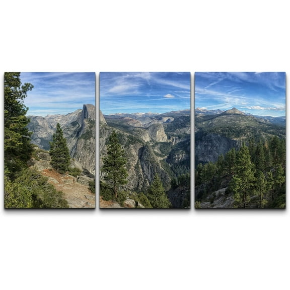 wall26 Canvas Print Wall Art Contrails in Sky Over Mountain Forest Nature Wilderness Photography Modern Art Rustic Scenic Relax/Calm Multicolor for Living Room, Bedroom, Office - 24"x36"x3