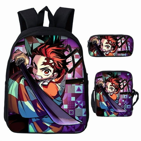 3D Demon Slayer Backpack Cartoon Backpack Three-Piece Printing