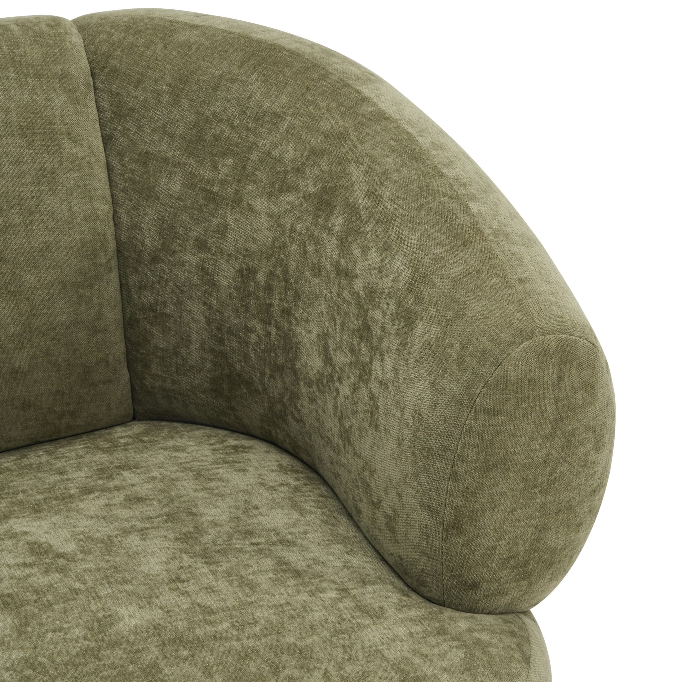 Christopher Knight Home Modern Curved Upholstered Sofa with Round Pillows, Birch Wood Legs, Olive Green