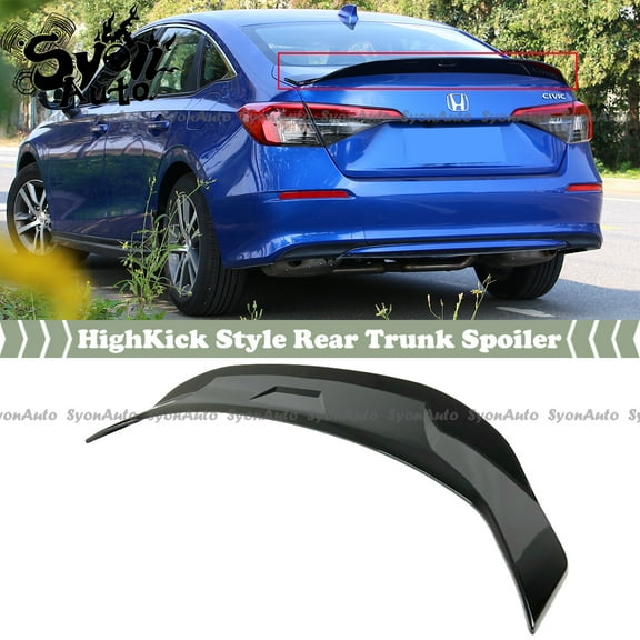 FITS 2022 11TH GEN HONDA CIVIC SEDAN GLOSSY BLACK HIGHKICK DUCKBILL TRUNK SPOILER WING