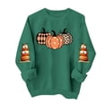 thumbnail image 3 of TKLPEHG Womans Thanksgiving Sweatshirts Plaid Polka Dots Pumpkin Graphic Sweatshirt Fall Fashion Crew Neck Holiday Tops Long Sleeve Casual Pullover (Army Green,L), 3 of 6