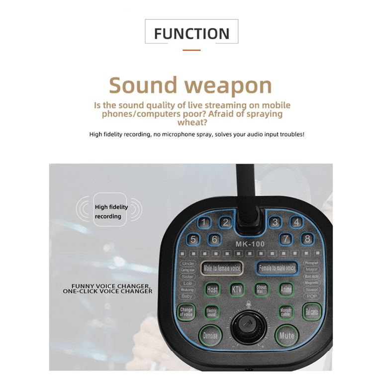 New MK100 Voice Changer,Live Voice Card Voice Changer, Handheld