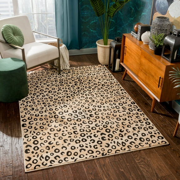 Well Woven Plain Border Rug Damask Warm Colors with Brush Effect Soft Rug
