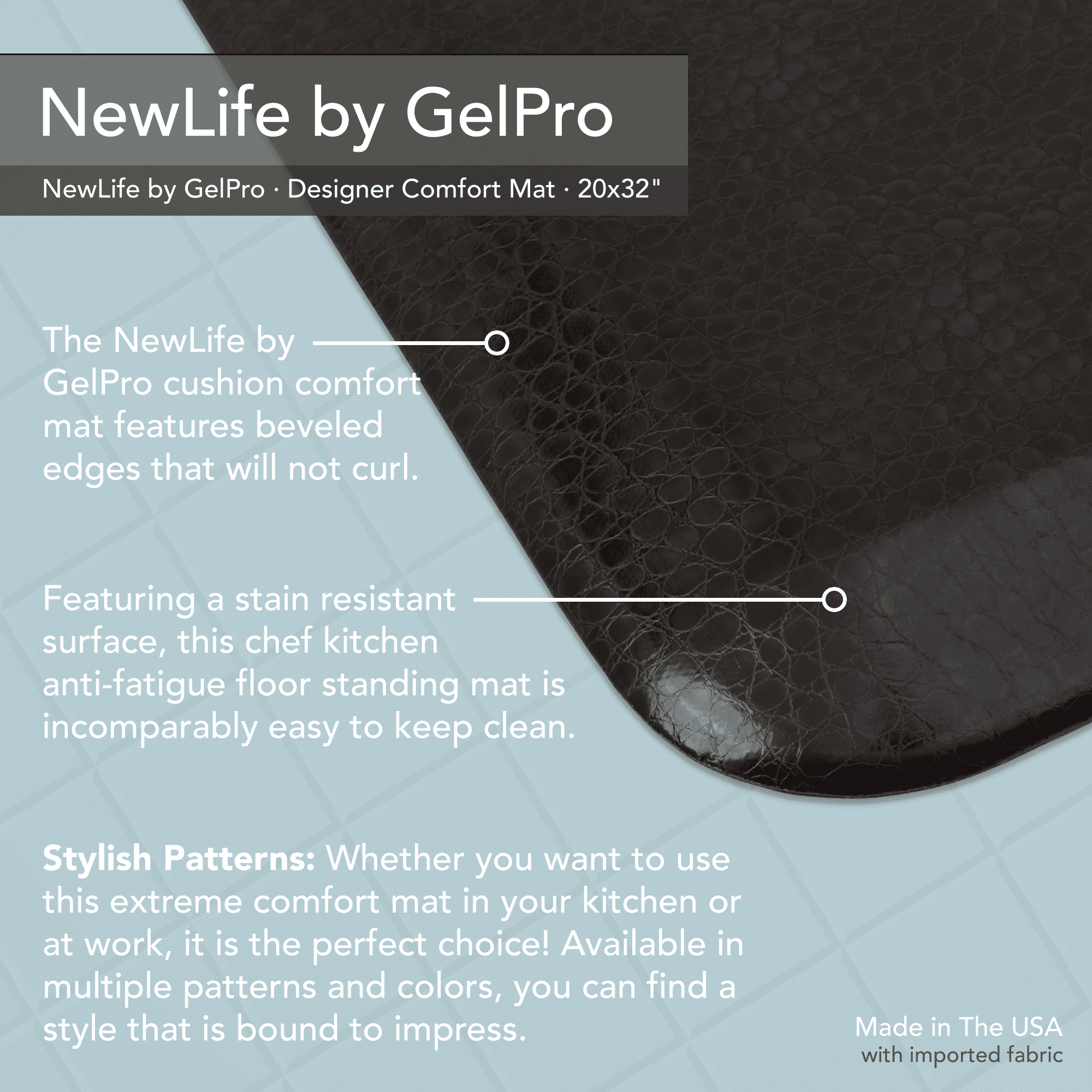 GelPro NewLife Designer Pebble Palm 20 in. x 32 in. Anti-Fatigue