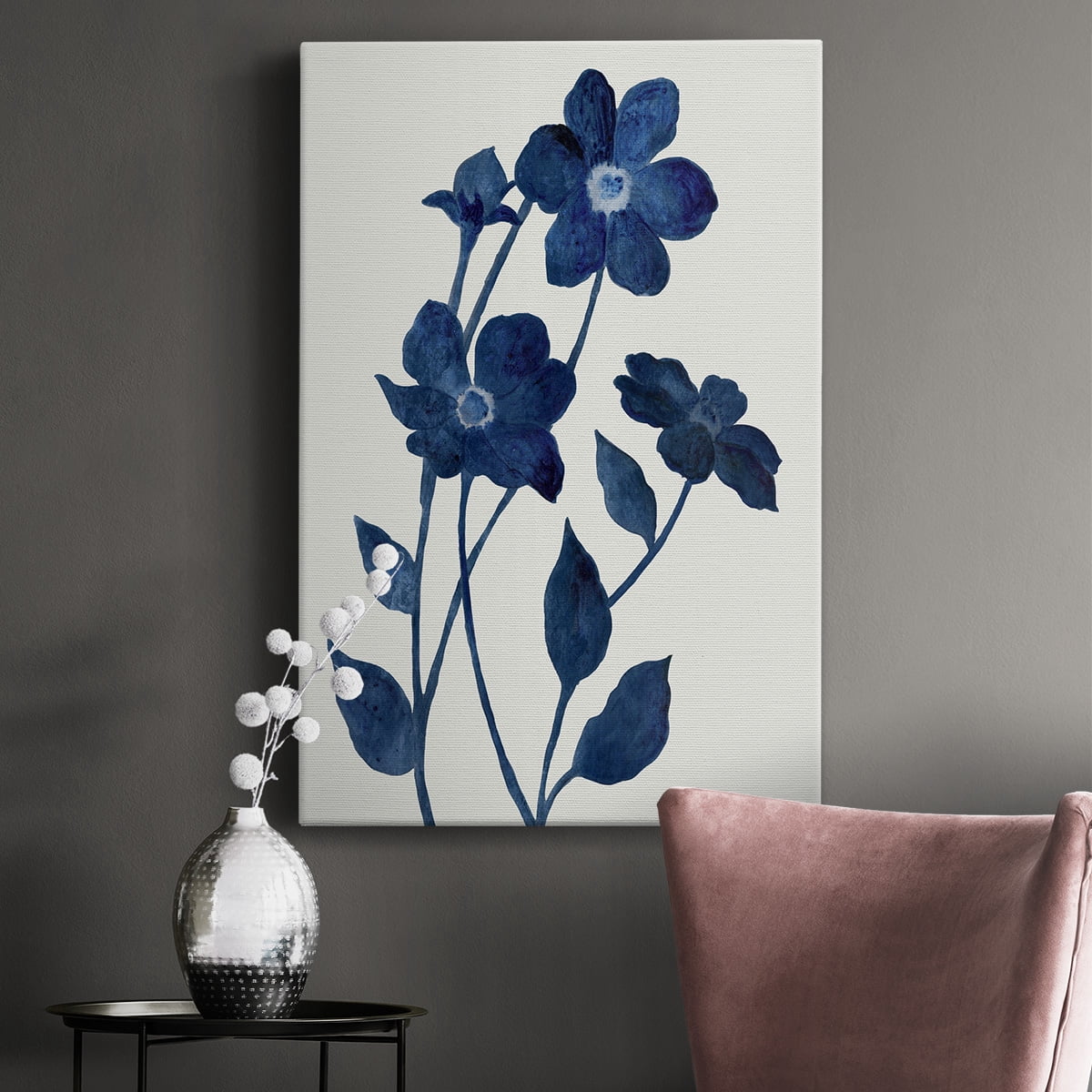 Indigo Bloom II Premium Gallery Wrapped Canvas - Ready to Hang