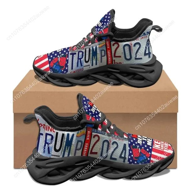 Zapatillas deportivas planas para hombre y mujer, con cordones de malla, personalizadas, con la bandera de Donald Trump en .