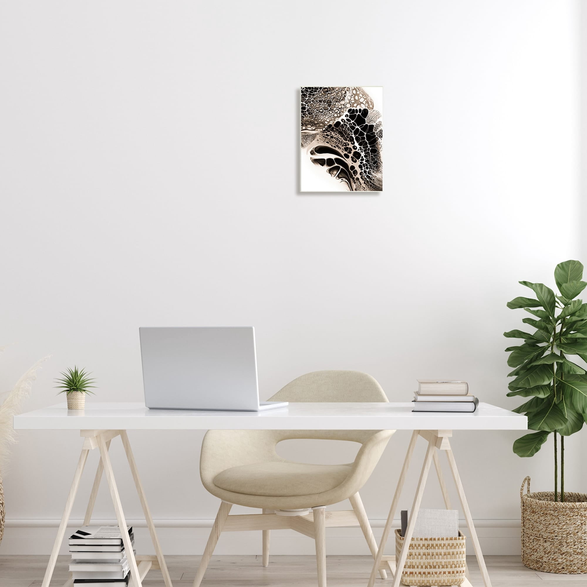 Stupell Industries Monochromatic Patterned Abstract Pebbled Minimal Modern Design Wood Wall Art, 10 x 15, Design by Ros Ruseva
