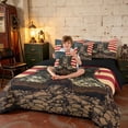 thumbnail image 3 of Manfei Retro Camo Boot Twin Bedding, Vintage US Flag Bedding Comforter Set, Red White Blue, Black Reversible 7 Pieces, 3 of 6