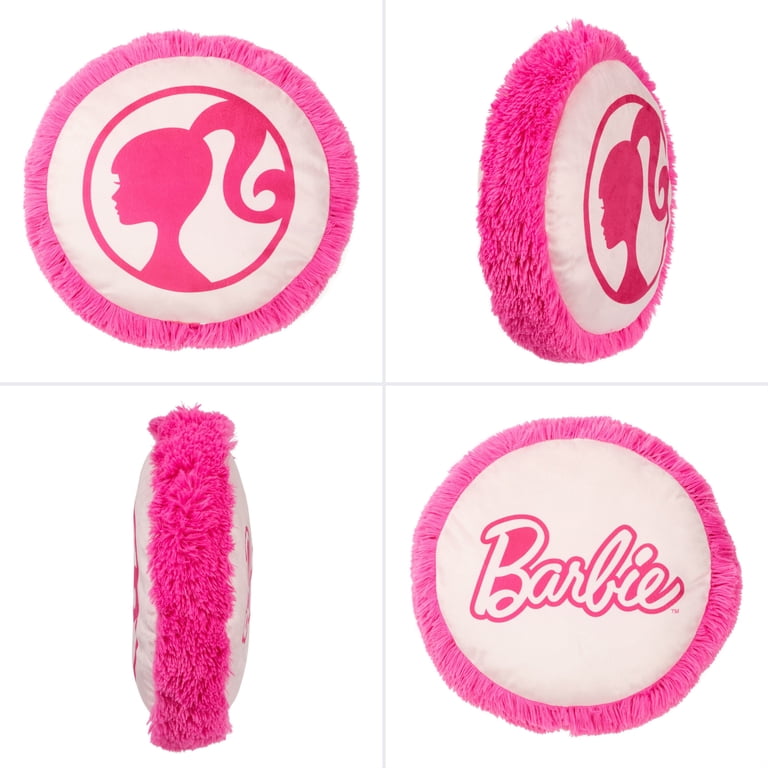 Barbie Fur Get It Round Fur Pillow - Microfiber - Walmart.com Barbie Round Fur Plush Pillow With Barbie Logo by Mattel main image 1