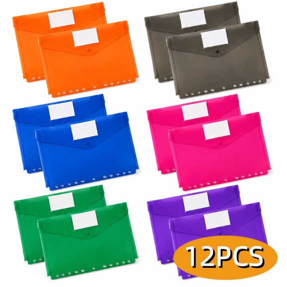 Binder Folders Plastic Binder Pocket Organizer File Folder for School Home Office Supplies 12 Pack