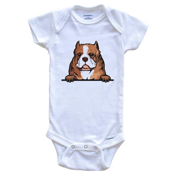American Bully Dog Breed Cute Baby Bodysuit v2, 0-3 months white