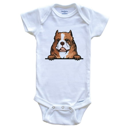 

American Bully Dog Breed Cute One Piece Baby Bodysuit v2 6-9 months white