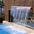 thumbnail image 1 of 304 Stainless Steel Waterfall Fountain with LED Lights, Modern Rectangular Spillway Blade for Outdoor Garden Pond Pool Patio, Rustproof Easy Installation, Pipe Connector Included, 23.6 or 17.7 Inch, 1 of 6