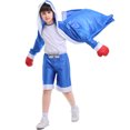 thumbnail image 3 of Children Kids Boxing Uniform Set Hooded Robe Short Sleeve Top Shorts Boxing Clothes Halloween Costume, 3 of 9