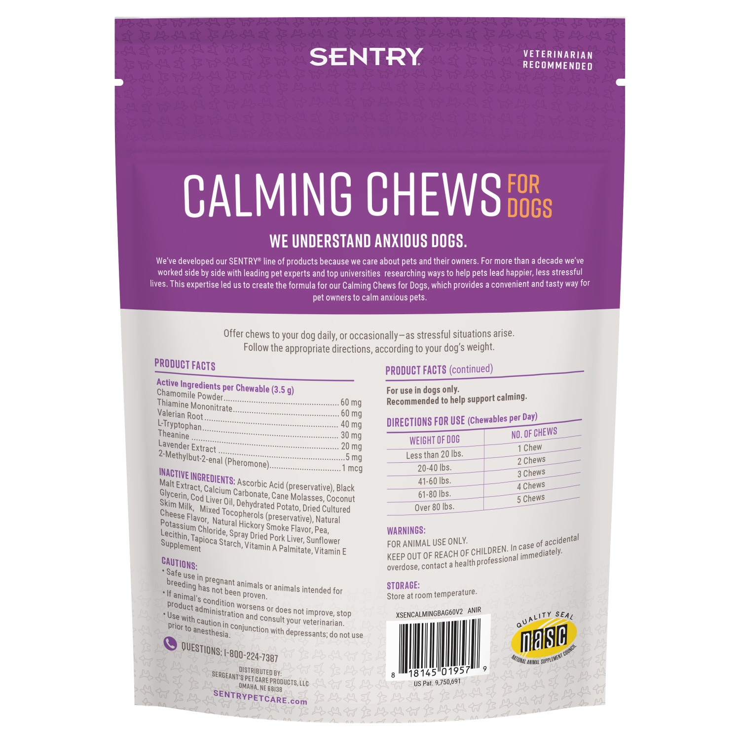 SENTRY Calming Chews for Dogs, 60 Count - image 2 of 8