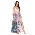 thumbnail image 2 of FORMRS Womens Long Sarong Beach Wrap Semi-Sheer Bikini Skirt Bathing Swimsuit Cover Up, Blue Plants Window, 2 of 7