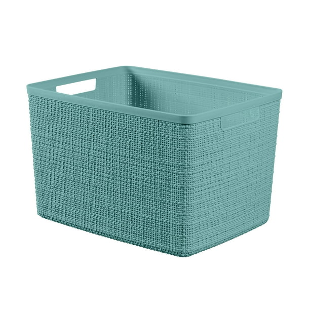 Installatie Goedaardig Overtuiging Curver Jute Large Basket, Plastic Storage Bin, Aqua Slate - Walmart.com