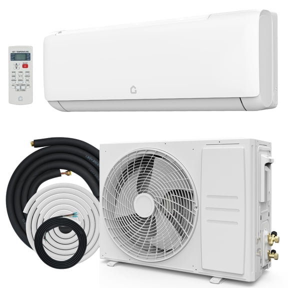 18000 Btu Mini Split AC Heating System, Wifi Enabled Mini Split Air Conditioner with 19 SEER2 Inverter, Heat Pump, 208-230V for Rooms Up to 1250 Sq. Ft, White