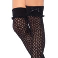 thumbnail image 2 of Leg Avenue Womens Crocheted Cuffed Knee Socks, O/S, Black, 2 of 3