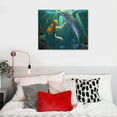 thumbnail image 4 of COMIO  Canvas Print Wall Art Dolphin and Mermaid Under The Sea Ocean Digital Art Modern Art Nautical Scenic Colorful Ultra for Living Room, 4 of 4
