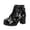 Silver, variant on Women's Lace-up Gothic Ankle Boots with Buckle Zipper Block Heel Biker Booties Retro Suede Lace Up High Heels Shoes