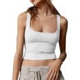 thumbnail image 1 of Prolriy Hauts d'Été pour Femmes 2025 Chemise Bas Femme Ajustée Dos Nu Femme avec Débardeur Court Uni Hauts Femme Blanc m, 1 of 7