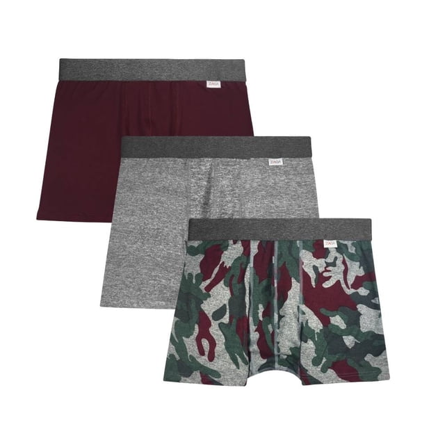 Bóxer Zaga para Hombre, Vino Largo Double Brush 3 Piezas Talla CH