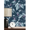thumbnail image 5 of Brewster Home Fashions Meridian Parade Blue Tropical Leaves Wallpaper, 5 of 7