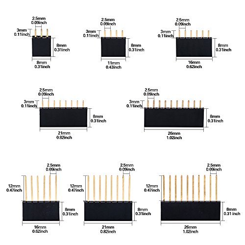 Glarks 112 piezas de 2.54 mm macho y hembra Pin Header Connector Surti