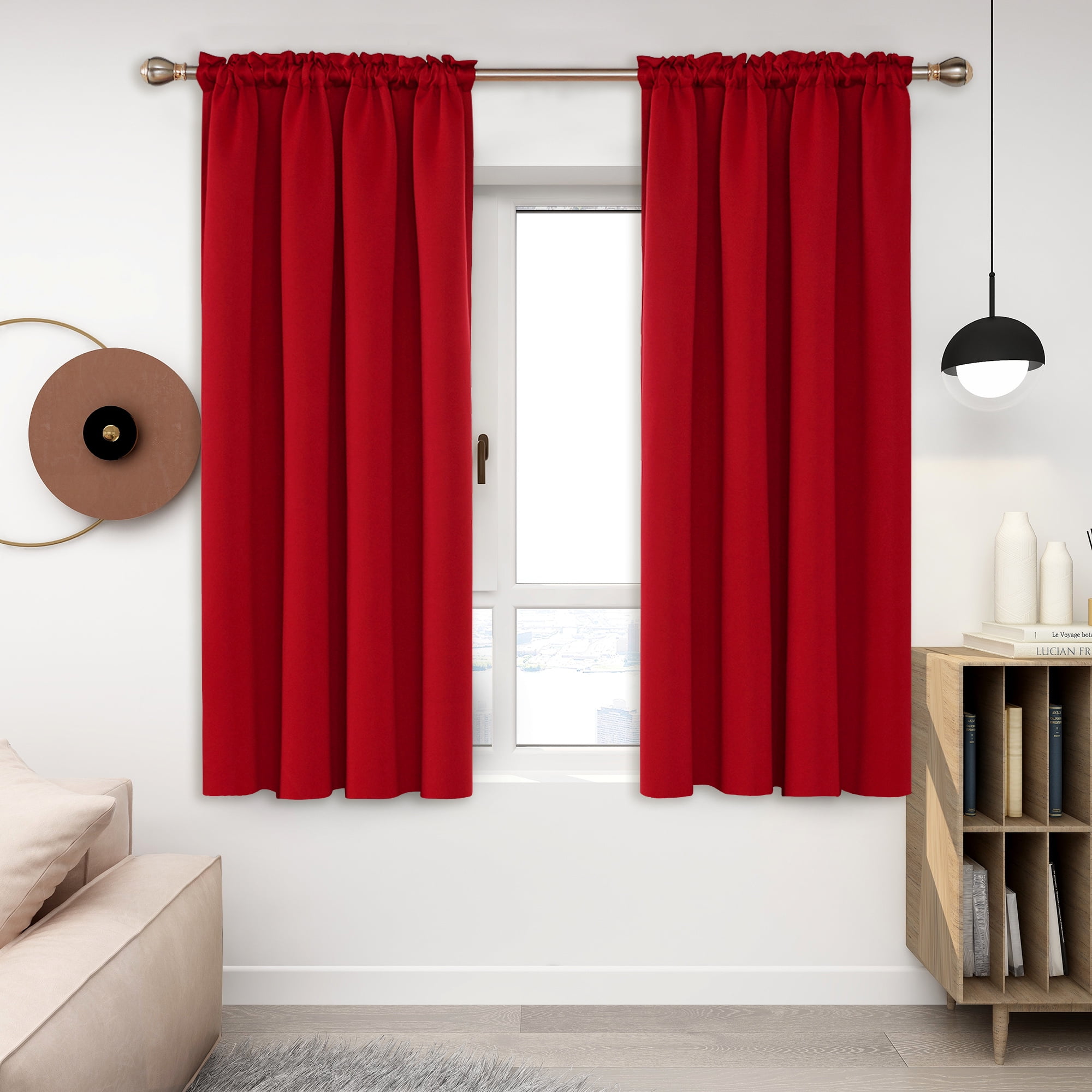 Deconovo Thermal Insulated Blackout Curtain Eyelet Curtain for Kitchen 52"x 84" 