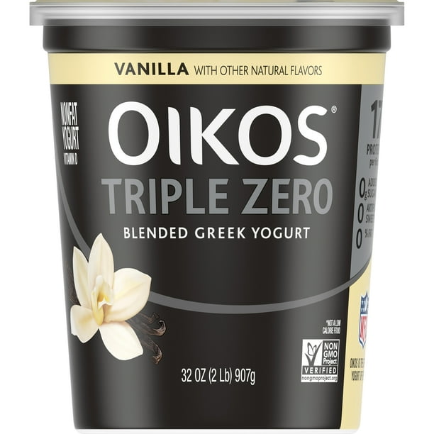 Oikos Triple Zero Vanilla Greek Yogurt, 32 Oz.