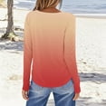 thumbnail image 5 of Women's Fallow Printing Round Neck Long Sleeve T-Shirt Tops Blouses Solid Color Casual Daily Wear Vacation Travel Fashion Essential Gift for Women | Sopatenor,Orange XL, 5 of 8
