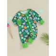 thumbnail image 3 of Bslissey Infant Baby Girls Boys Ireland Festivals Jumpsuit Shamrock Rainbow Print Long Sleeve Zipper Footless Rompers 3M 6M 12M Newborn Casual Loose Outfit, 3 of 8