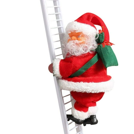 Christmas Car Commercial Singing Jorlo Santa Climbing Ladder Electric Santa Claus Climbing Rope Ladder Decoration Christmas Santa Christmas Climbing Santa Plush Doll Toy Singing Santa Claus ()