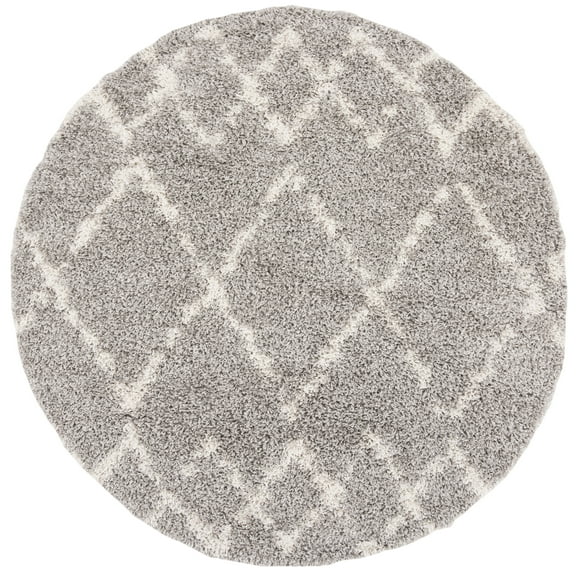 SAFAVIEH Pro Lux Marcus Geometric Shag Area Rug, Grey/Cream, 6'7" x 6'7" Round