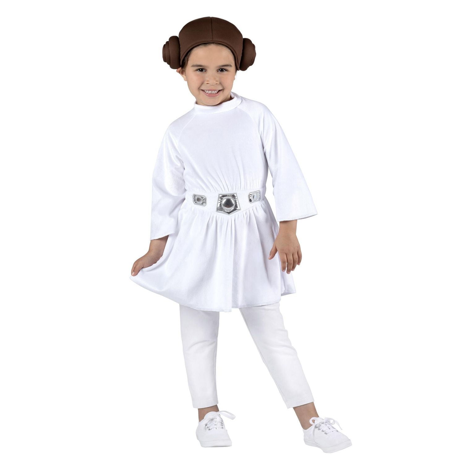 STAR WARS Costume de Princesse Leia pour Enfant - Robe et Ceinture en Tissu avec Coiffe en Tissu