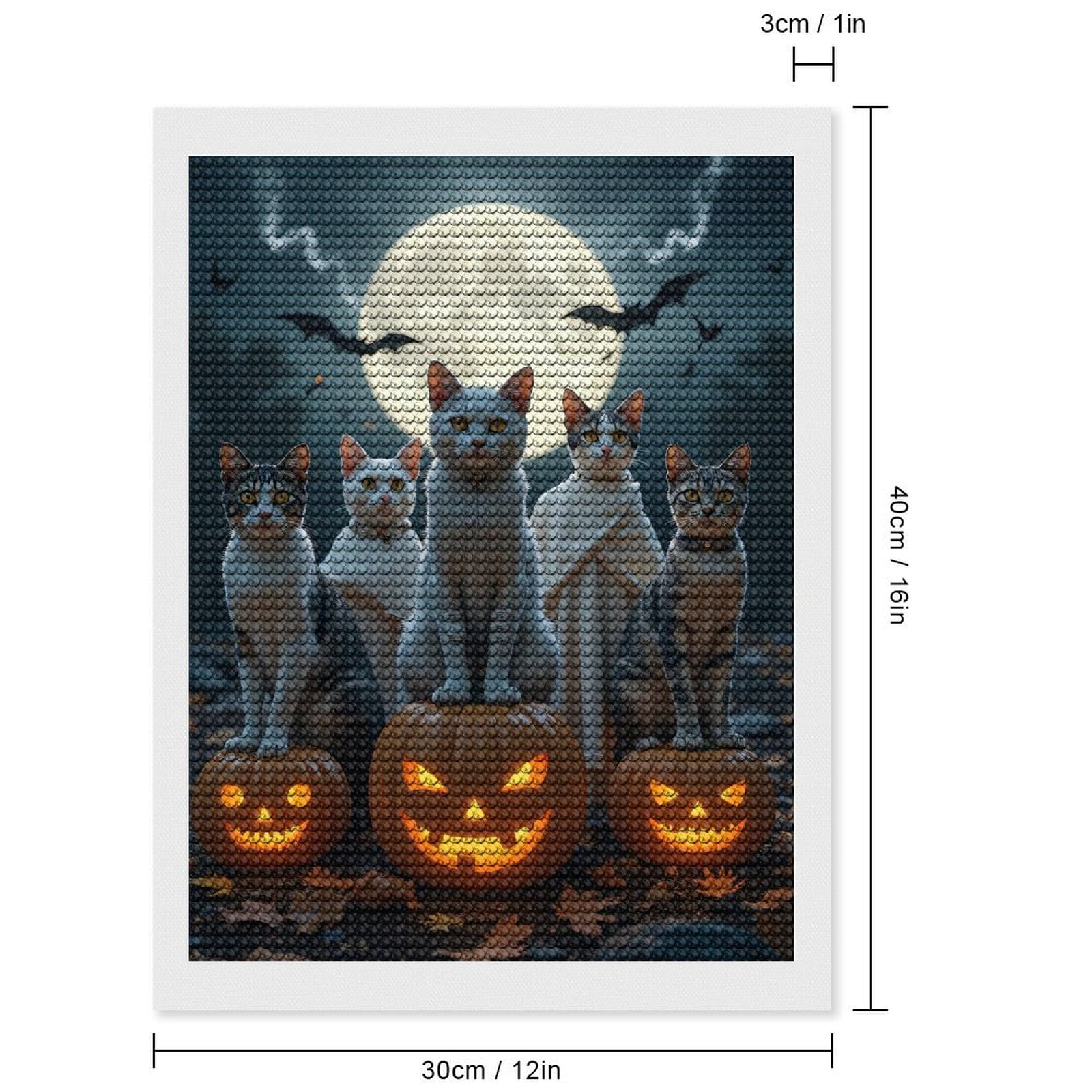 Diamond Art Kits for Adults, Halloween Cats Moonlit Night 5D Diamond Painting Kits for Adults Beginners, DIY Full Drill Diamond Painting, Gem Art and Crafts 12x16
