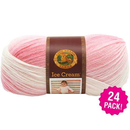 Lion Brand Ice Cream Yarn - Strawberry, Multipack of