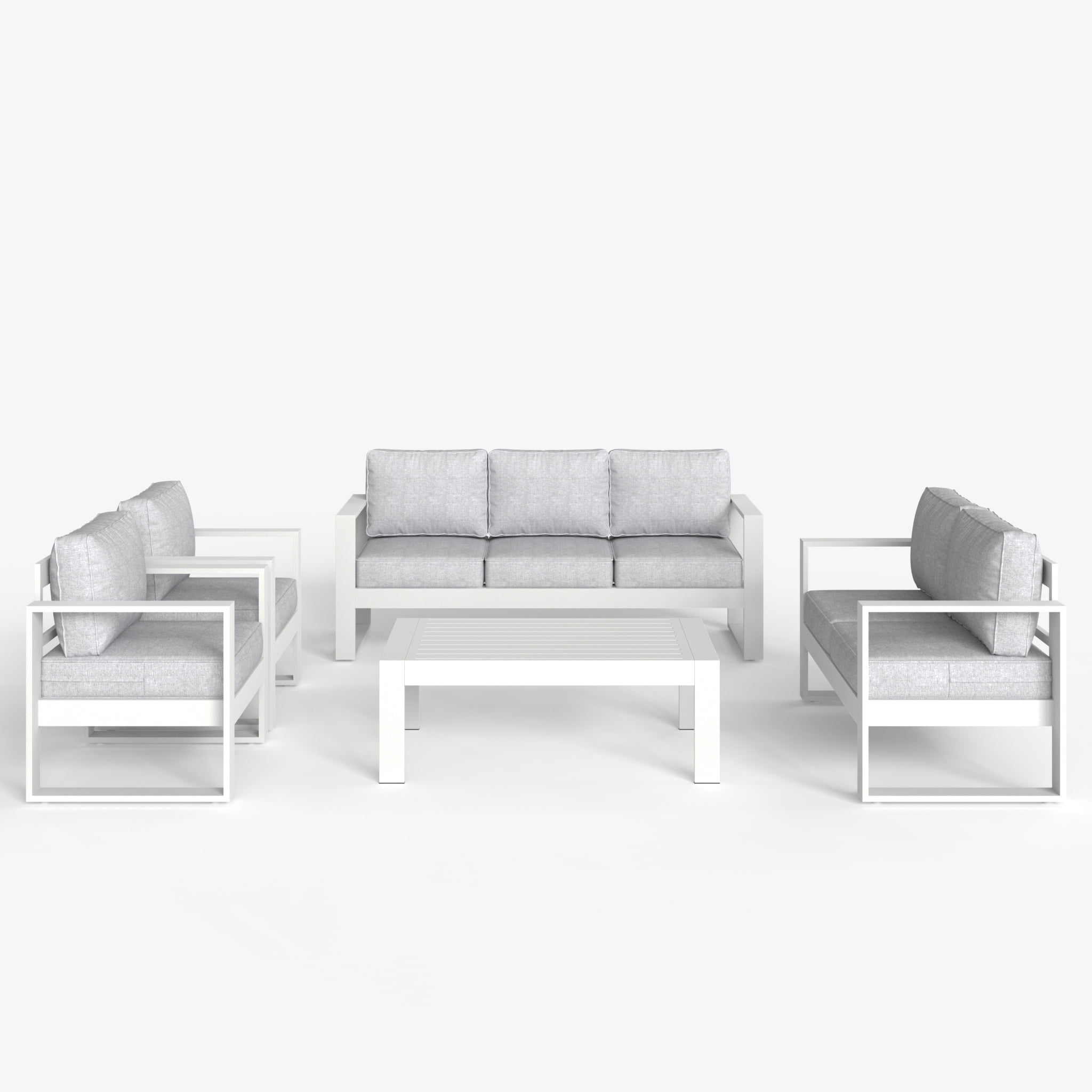 LayinSun 5 Piece Hight Back Aluminum Outdoor Furniture Set with Coffee Table, Modern Patio Conversation Sets